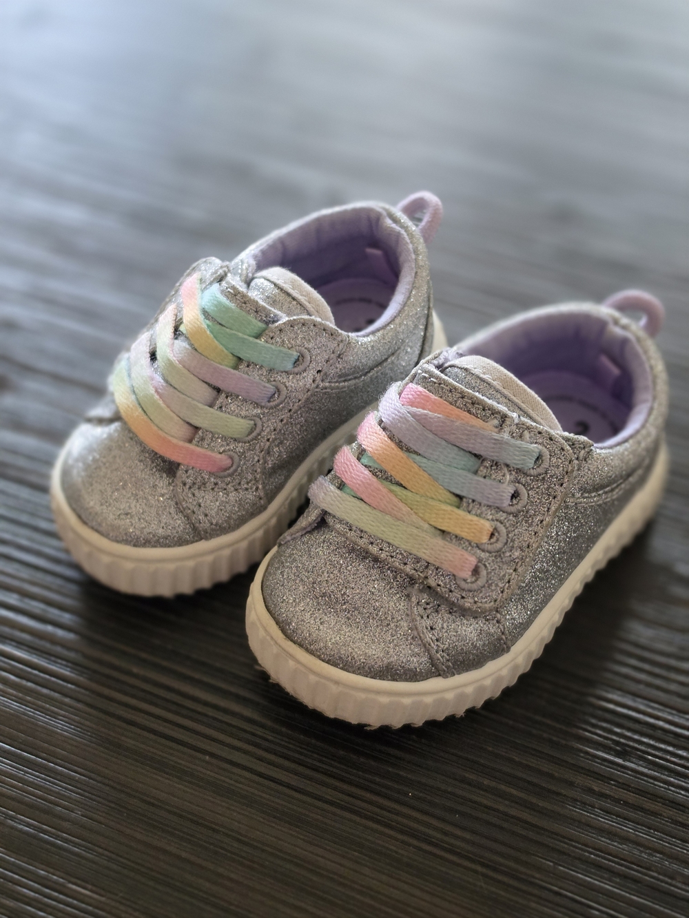 Kids Glitter Color Block Sneakers Gray & Pink US 2